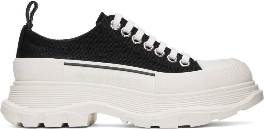 Alexander McQueen Black  White Slick Sneakers - Picture 5