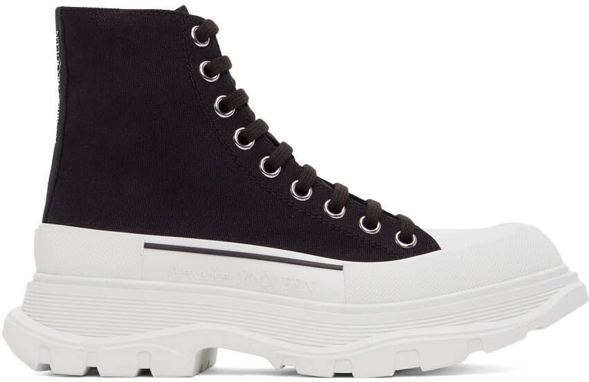 Alexander McQueen Black  White Tread Slick High Sneakers - Picture 4