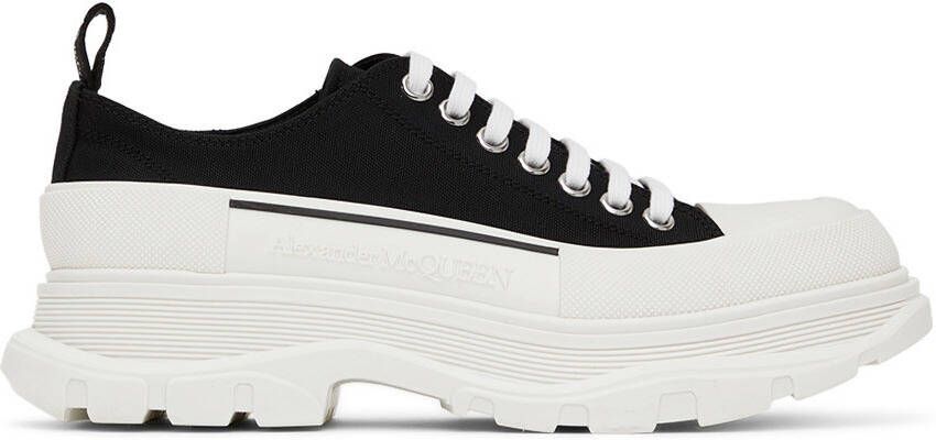 Alexander McQueen Black  White Tread Slick Sneakers - Picture 5