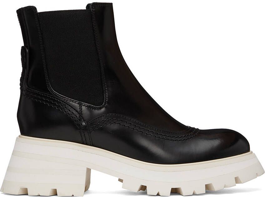 Alexander McQueen Black  White Wander Chelsea Boots