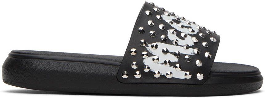 Alexander McQueen Black Graffiti Slides - Picture 4
