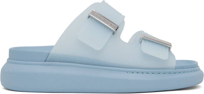 Alexander McQueen Blue Hybrid Glitter Slides - Picture 5
