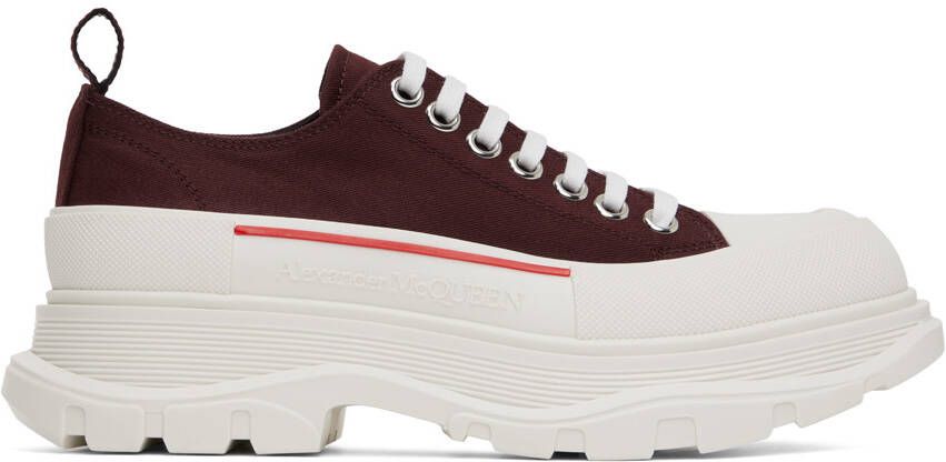 Alexander McQueen Burgundy Tread Slick Low Sneakers