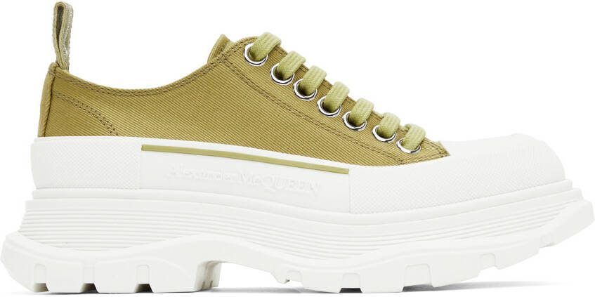 Alexander McQueen Green  Off-White Tread Slick Sneakers - Picture 5