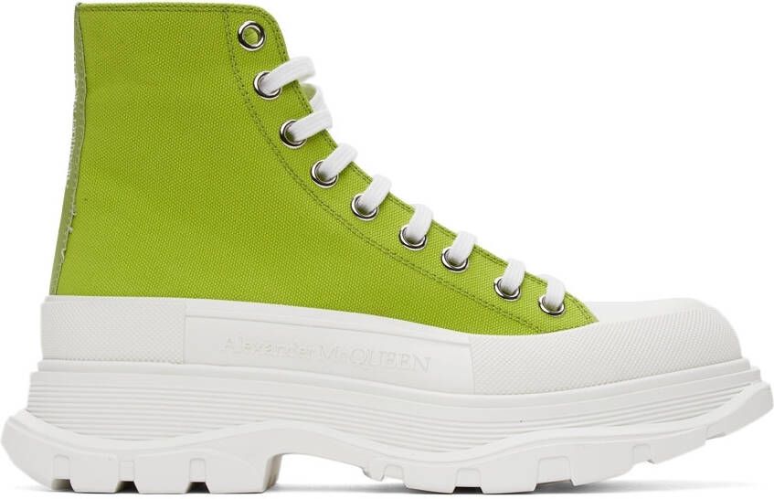 Alexander McQueen Green Tread Slick High Sneakers - Picture 5
