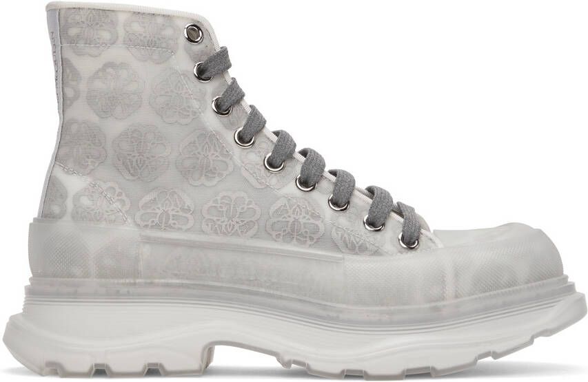 Alexander McQueen Grey Print Tread Slick High Sneakers - Picture 5