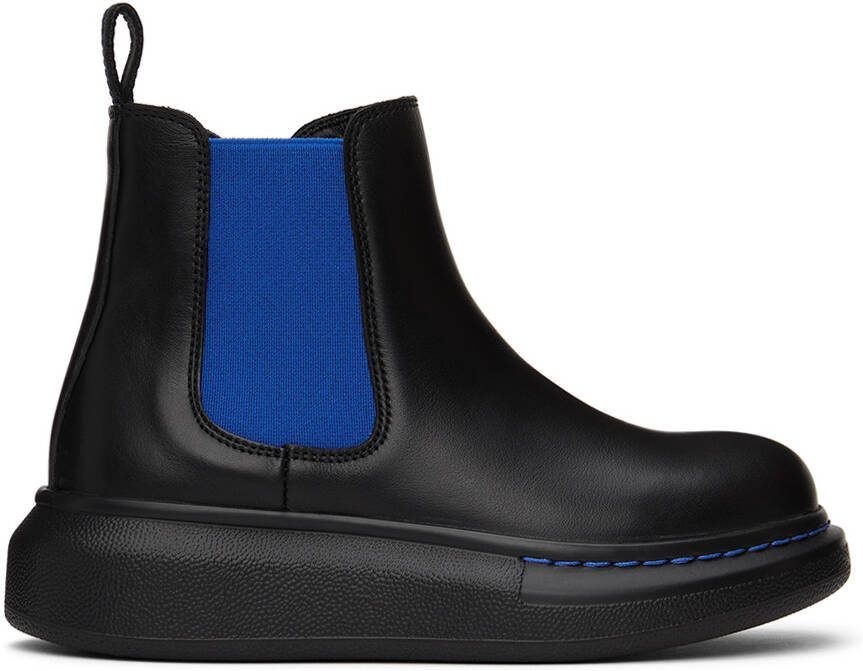 Alexander McQueen Kids Black  Blue Hybrid Chelsea Boots