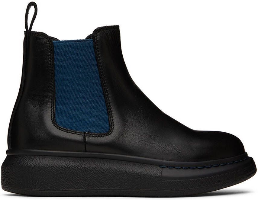 Alexander McQueen Kids Black  Navy Oversized Chelsea Boots - Picture 4