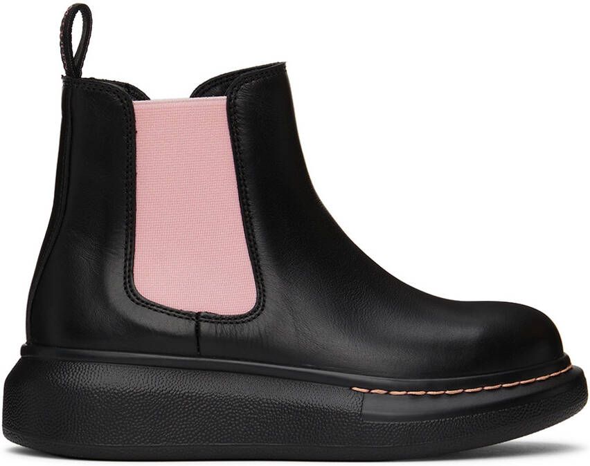 Alexander McQueen Kids Black  Pink Hybrid Chelsea Boots
