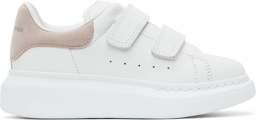 Alexander McQueen Kids White  Pink Oversized Velcro Sneakers