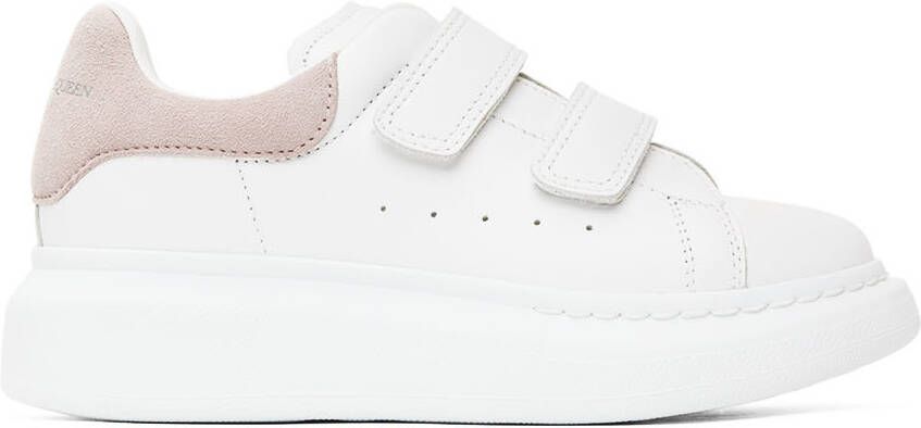Alexander McQueen Kids White  Pink Oversized Velcro Sneakers - Picture 5