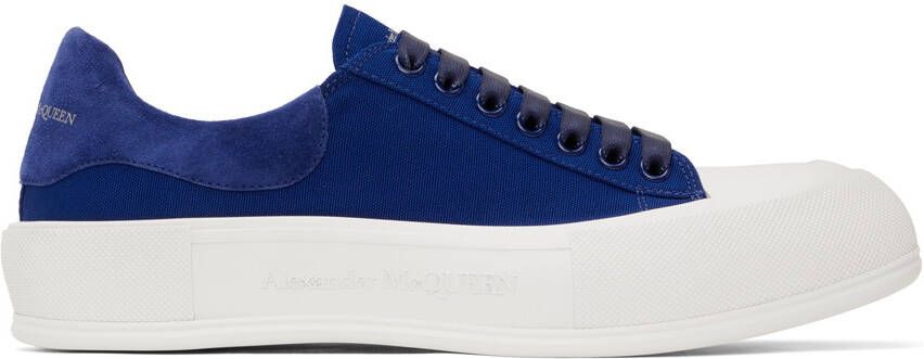 Alexander McQueen Navy Deck Lace-Up Plimsoll Sneakers - Picture 5