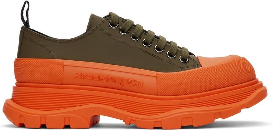 Alexander McQueen SSENSE Exclusive Green  Orange Tread Slick Low Sneakers - Picture 5
