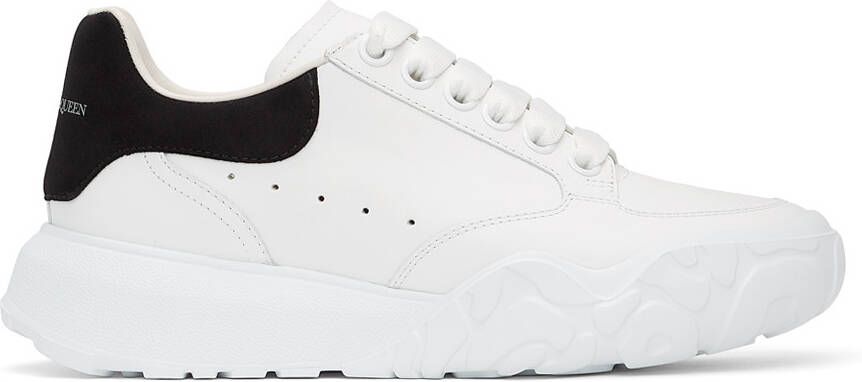 Alexander McQueen White  Black Court Trainer Sneakers - Picture 5