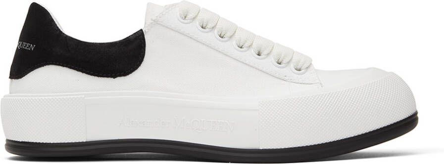 Alexander McQueen White  Black Deck Plimsoll Sneakers - Picture 5