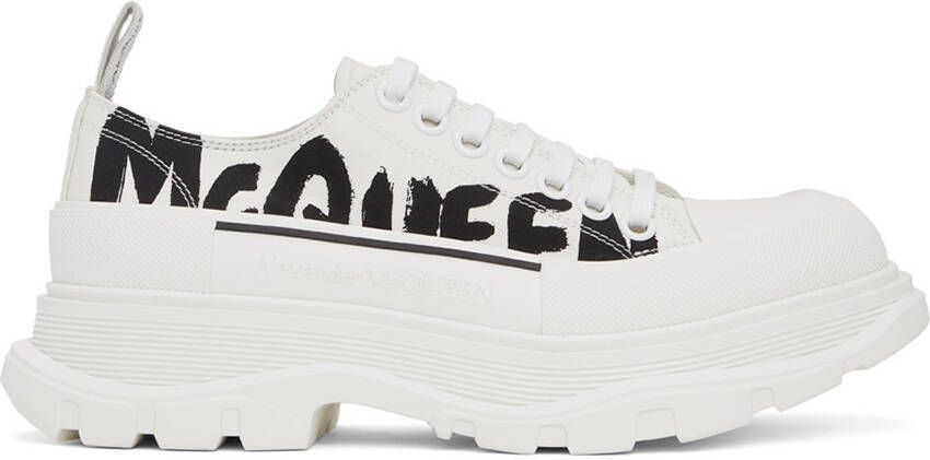 Alexander McQueen White  Black Tread Slick Graffiti Sneakers - Picture 5