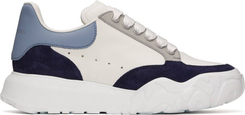 Alexander McQueen White  Blue Court Sneakers