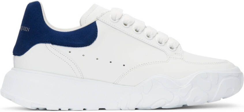 Alexander McQueen White  Blue New Court Sneakers - Picture 5