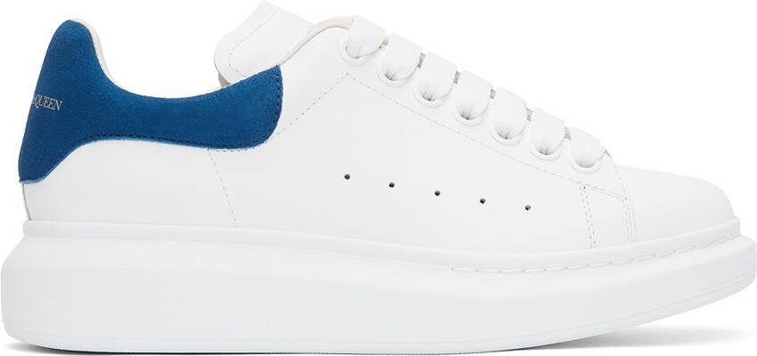 Alexander McQueen White  Blue Oversized Sneakers - Picture 5