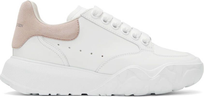 Alexander McQueen White  Pink Court Trainer Sneakers - Picture 5
