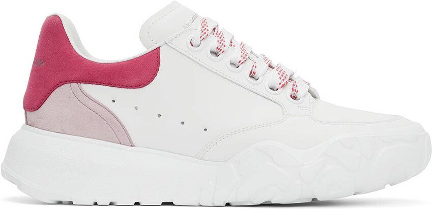 Alexander McQueen White  Pink Court Trainer Sneakers - Picture 5
