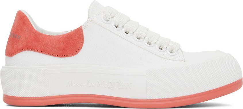 Alexander McQueen White  Pink Plimsoll Sneakers - Picture 5