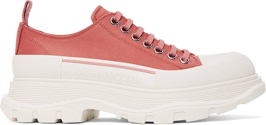 Alexander McQueen White  Pink Tread Slick Sneakers - Picture 4