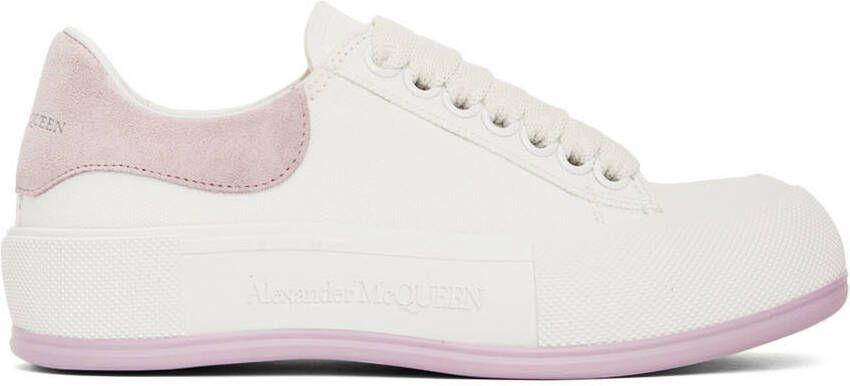 Alexander McQueen White  Purple Deck Lace Plimsoll Sneakers - Picture 5