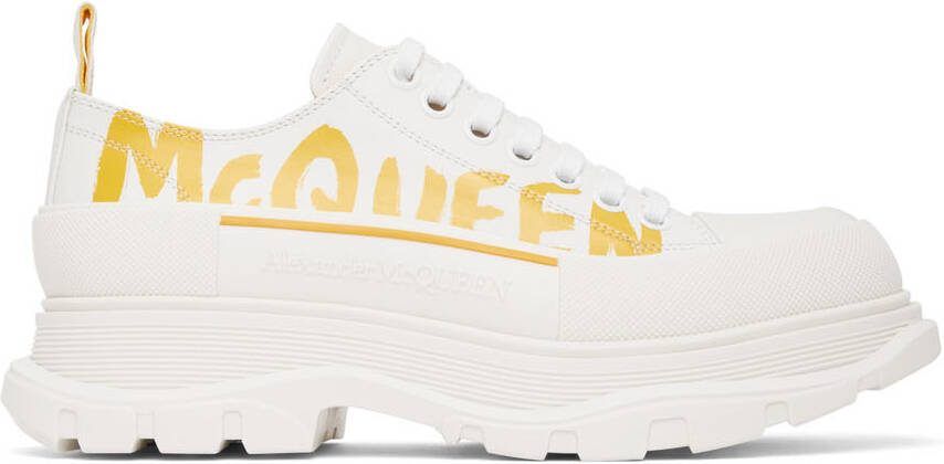 Alexander McQueen White Graffiti Tread Slick Low-Top Sneakers - Picture 5
