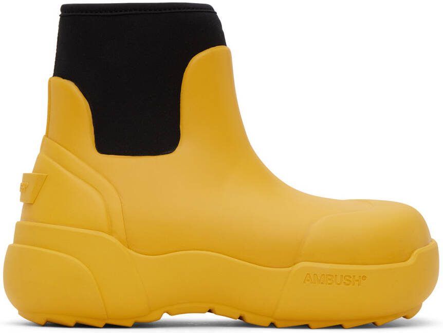 AMBUSH Yellow Rubber Chelsea Boots