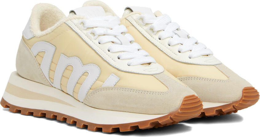 AMI Alexandre Mattiussi Beige  Off-White Ami de Cœur Rush Sneakers - Picture 2