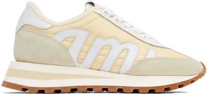 AMI Alexandre Mattiussi Beige  Off-White Ami de Cœur Rush Sneakers - Picture 4