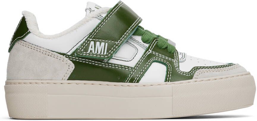 AMI Alexandre Mattiussi Green  White Ami Arcade Sneakers - Picture 2
