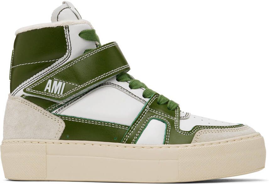 AMI Alexandre Mattiussi White  Green Ami de Cœur Arcade Sneakers