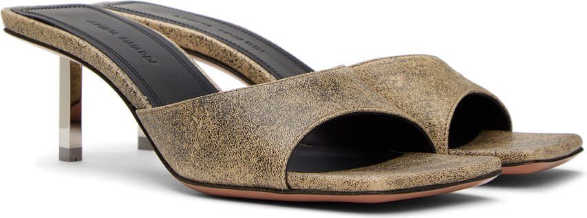 Amina Muaddi Beige  Black Laura Slipper 60 Heeled Sandals - Picture 2