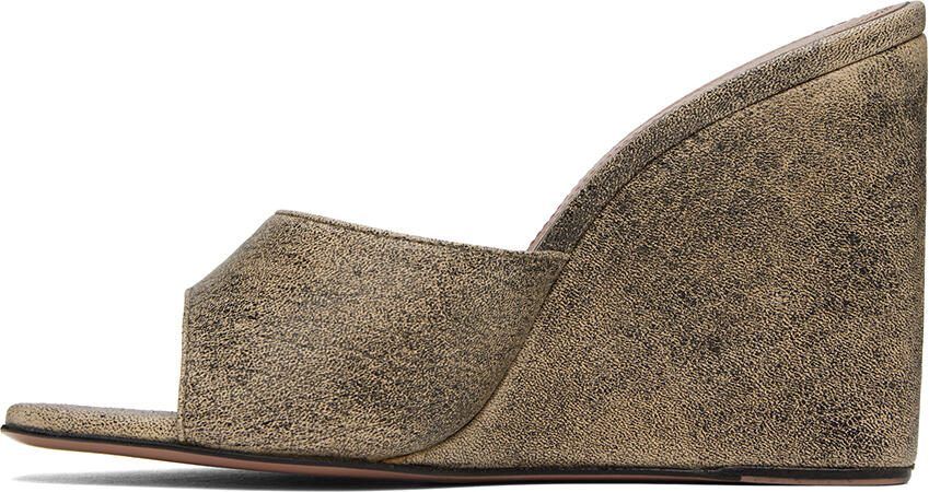 Amina Muaddi Beige  Black Lupita Wedge Heeled Sandals - Picture 3