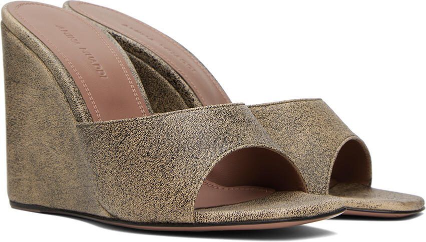 Amina Muaddi Beige  Black Lupita Wedge Heeled Sandals - Picture 2