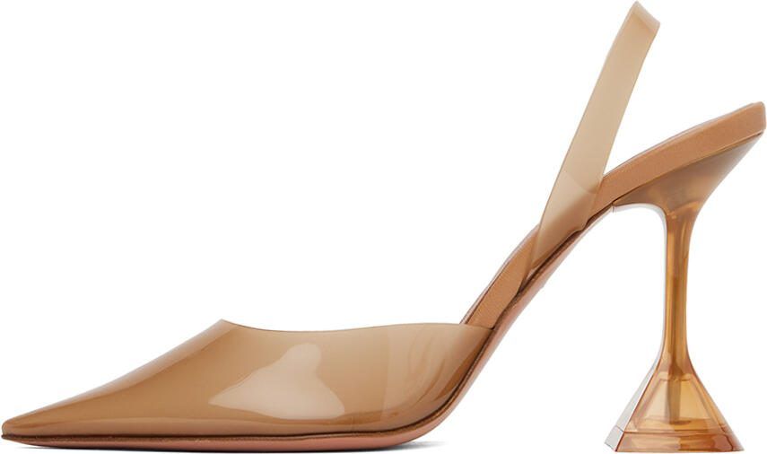 Amina Muaddi Beige Holli Glass Sling Heels - Picture 3