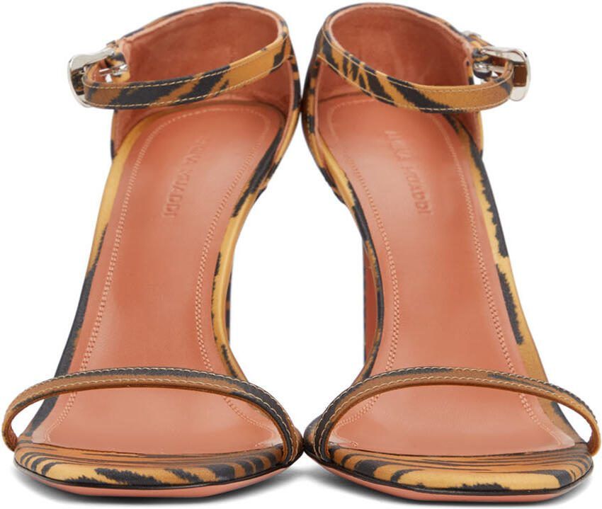 Amina Muaddi Black  Orange Tiger Print Thelma Sandal - Picture 2