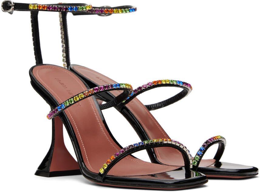 Amina Muaddi Black Gilda Heeled Sandals - Picture 3