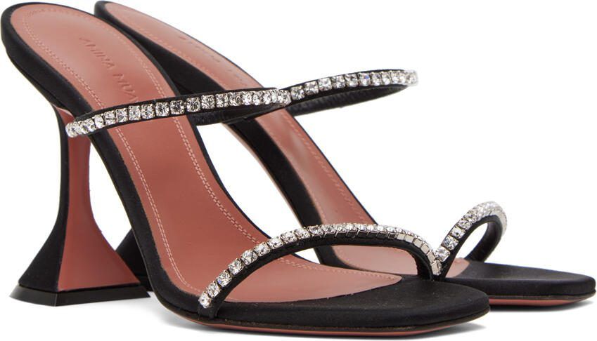 Amina Muaddi Black Gilda Slipper 95 Heeled Sandals - Picture 2