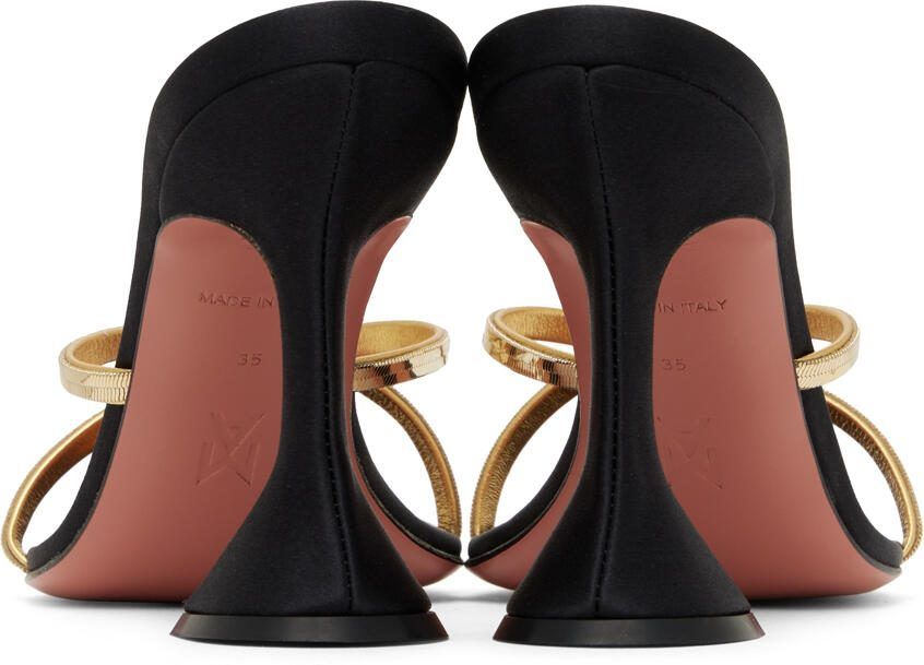 Amina Muaddi Black Henson Cross-Over Heeled Sandals
