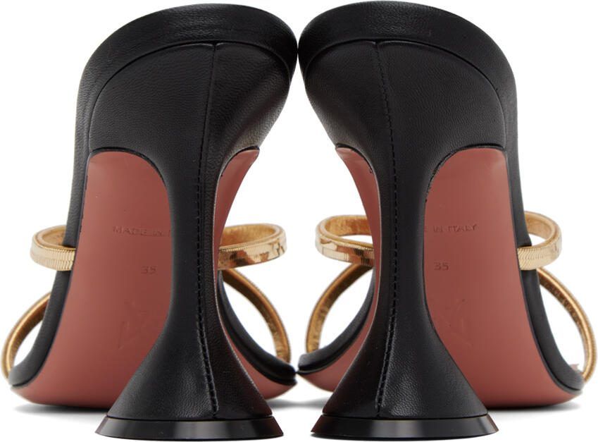 Amina Muaddi Black Henson Cross Slipper Heeled Sandals