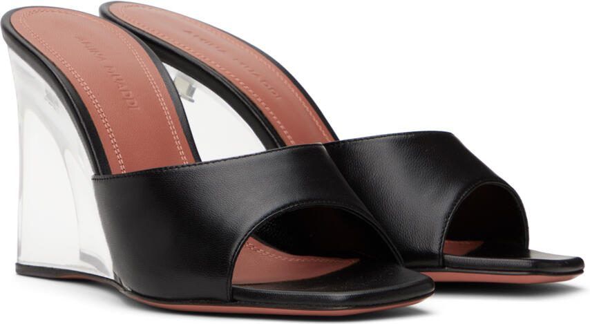 Amina Muaddi Black Lupita Glass Wedge 95 Heeled Sandals - Picture 2