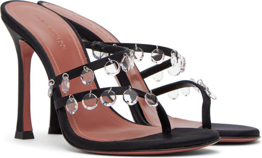 Amina Muaddi Black Tina Slipper Heeled Sandals - Picture 2