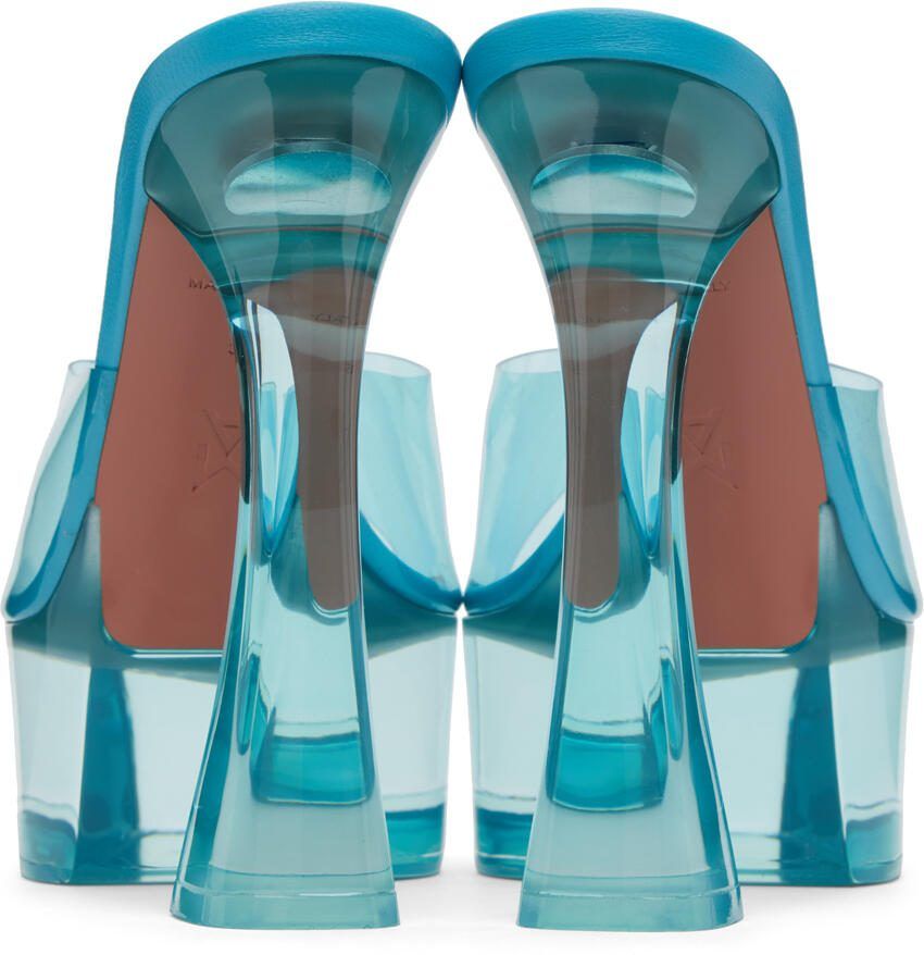 Amina Muaddi Blue Dalida Glass Plateau Heeled Sandals - Picture 4