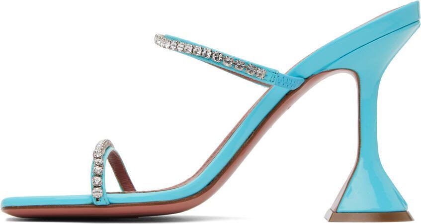 Amina Muaddi Blue Gilda Slipper 95 Heeled Sandals - Picture 3