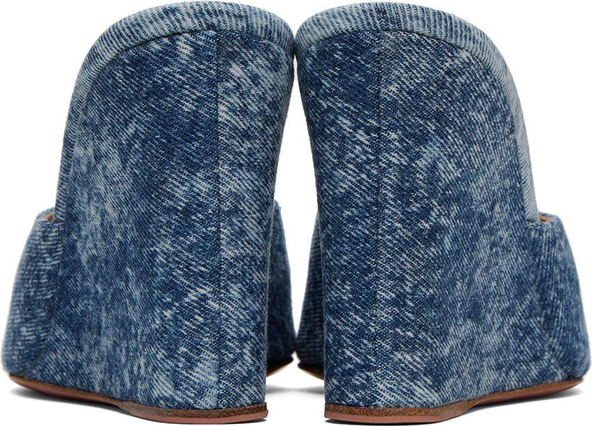 Amina Muaddi Blue Lupita Wedge Heeled Sandals