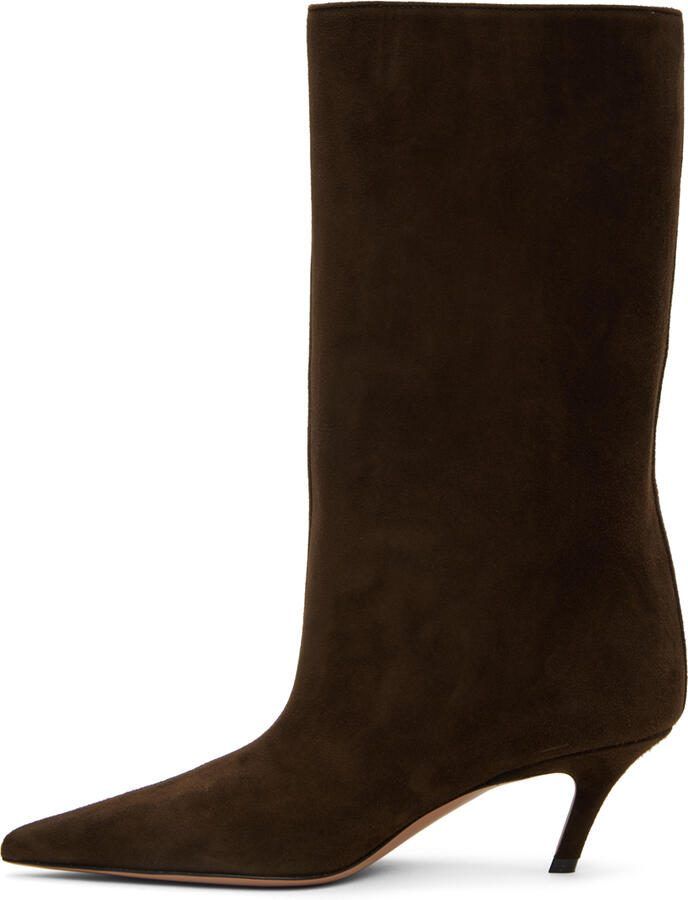Amina Muaddi Brown Fiona 60 Boots