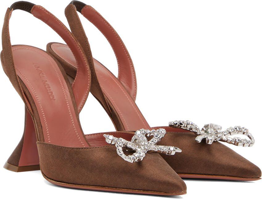 Amina Muaddi Brown Rosie Sling 95 Heels - Picture 2